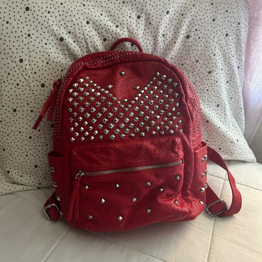 Red Studded Backpack